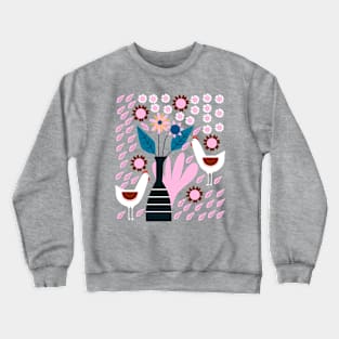 Hens in floral rain Crewneck Sweatshirt